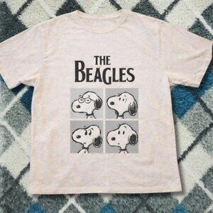 Retro Cartoon Beagles Graphic Tee Cream Pop Art Dog Shirt